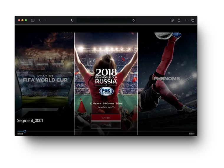 Bild einer multimedialen Sport-Webanwendung zur Darstellung auf Smart TV Geräten